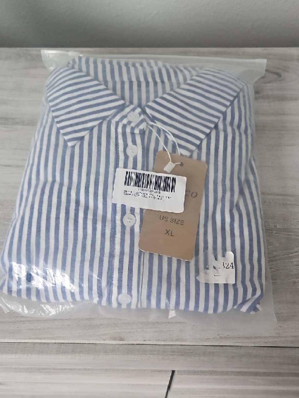 NWT Blue Striped Maxi Shirt Dress with Waist Tie - Picture 3 of 4